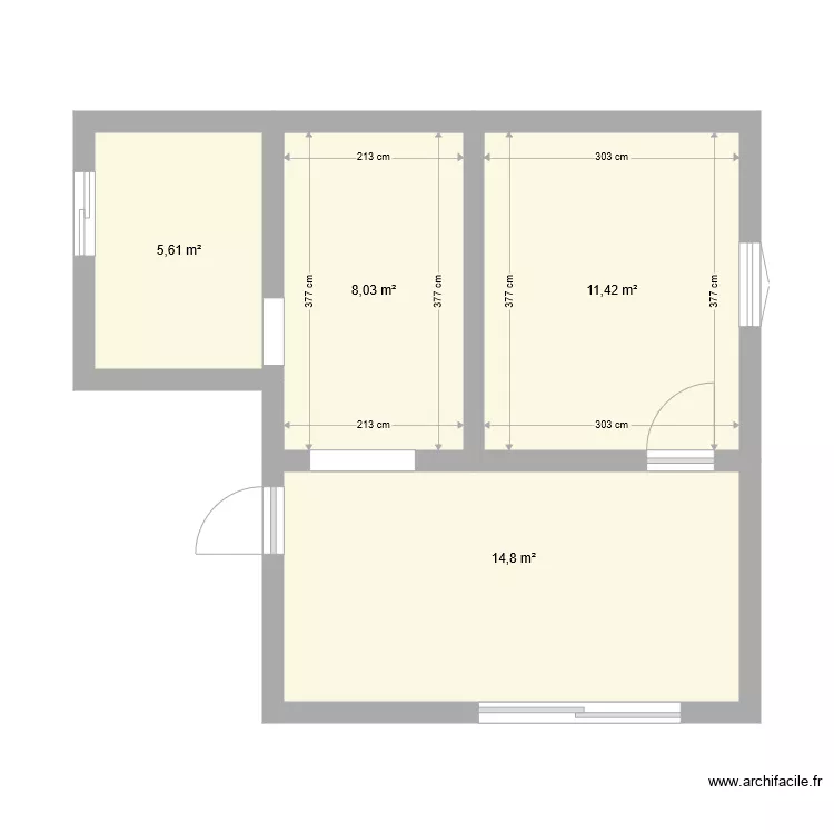 Renov studio T2. Plan de 