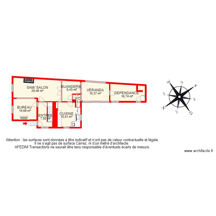 BI 10092 RDC . Plan de 30 pièces et 228 m2