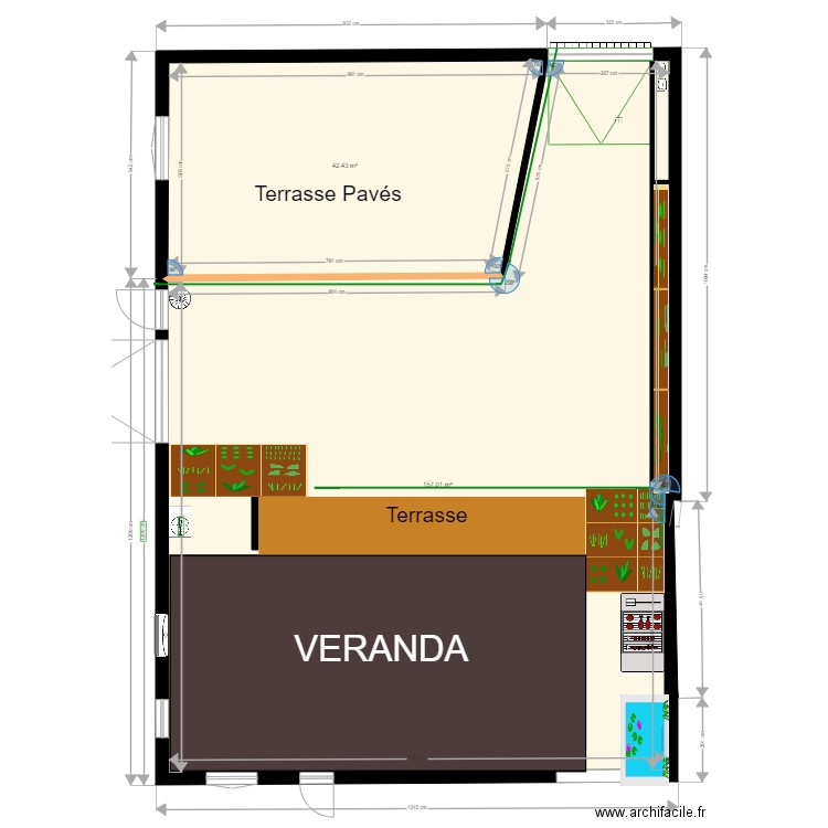 Cour meilhaud. Plan de 2 pièces et 199 m2