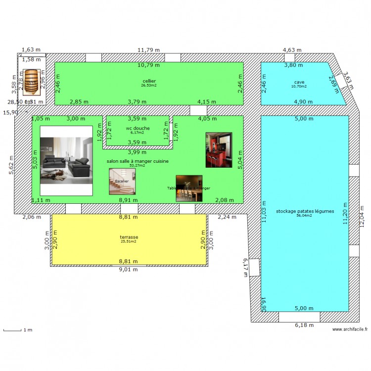 Bloc habitation stockage agencement. Plan de 0 pièce et 0 m2