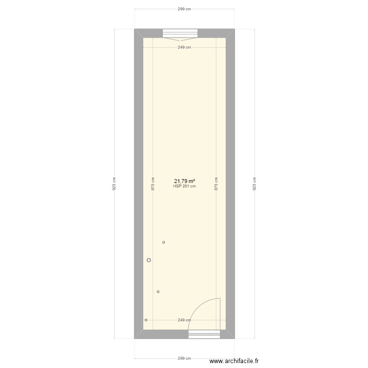 Studio 1a. Plan de 1 pièce et 22 m2