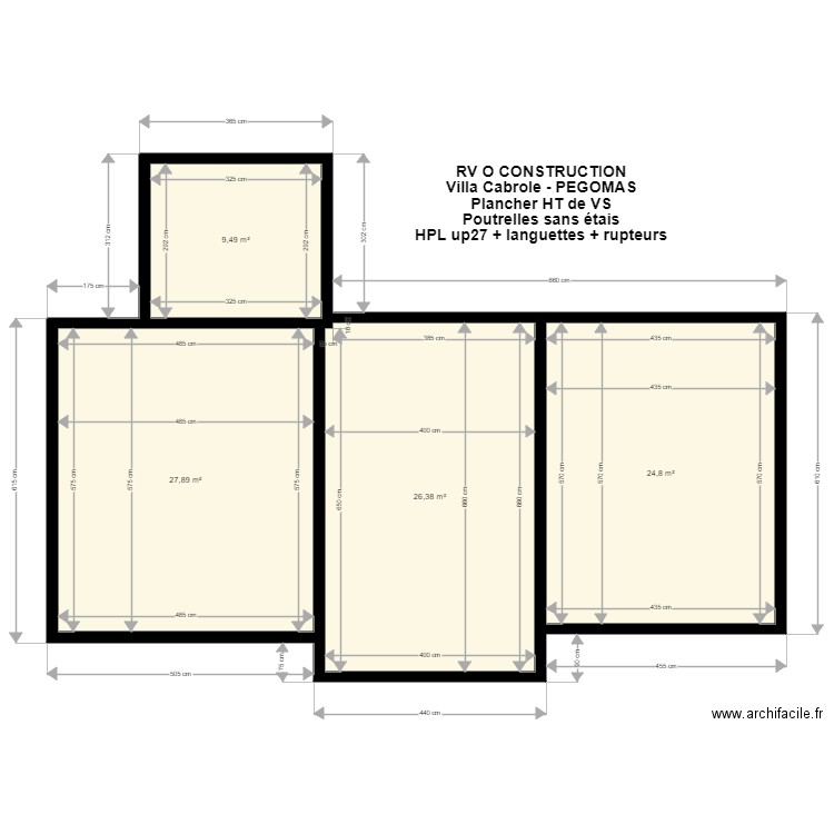 RV O. Plan de 4 pièces et 89 m2