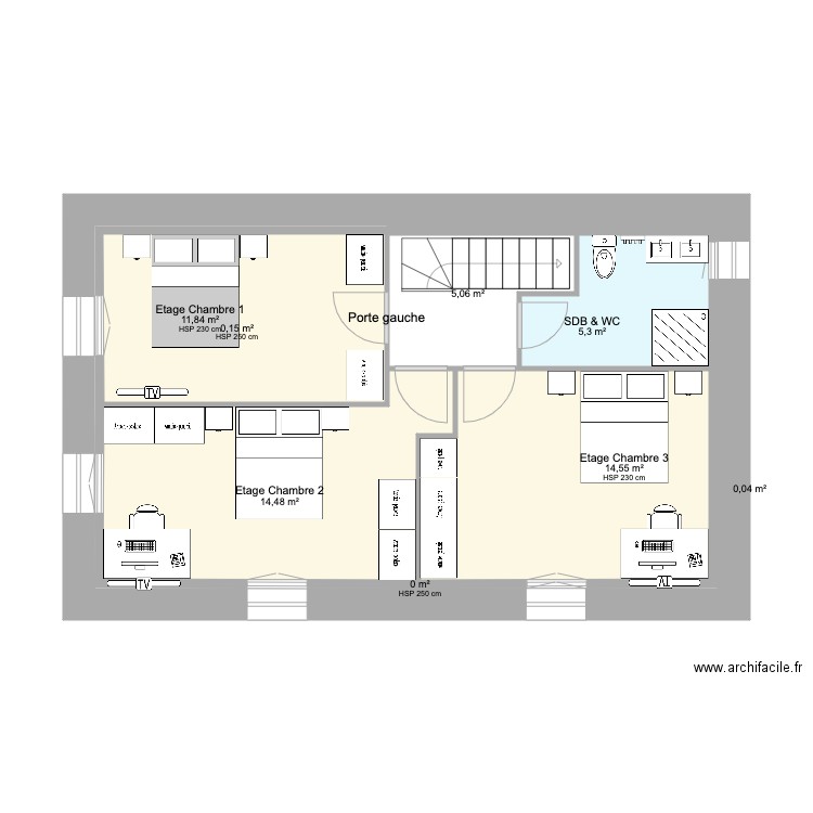 ANAIS BAT1 ETAGE 11 01 2023 v3. Plan de 8 pièces et 51 m2