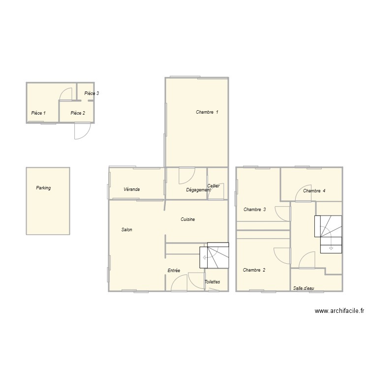 Croquis Succession LARROUQUERE. Plan de 15 pièces et 53 m2