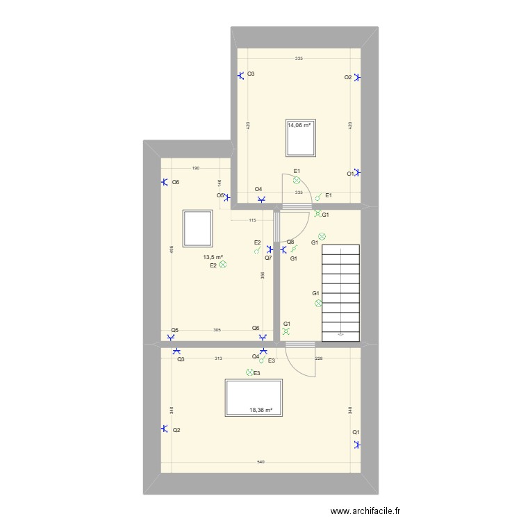 Plan Sommethonne Schéma electrique niveau 2. Plan de 4 pièces et 54 m2