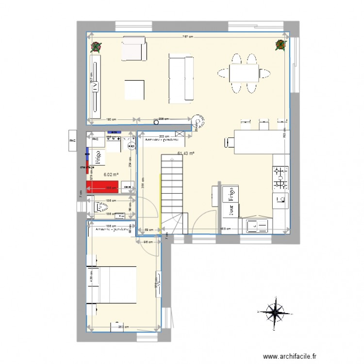 rdc meublé. Plan de 0 pièce et 0 m2