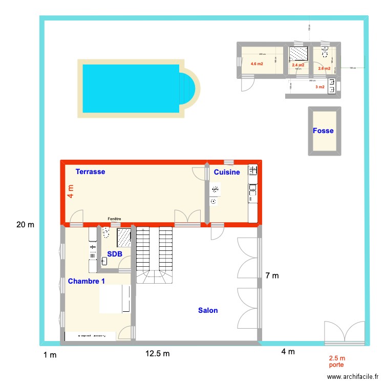 plan 29 juillet 22. Plan de 8 pièces et 85 m2