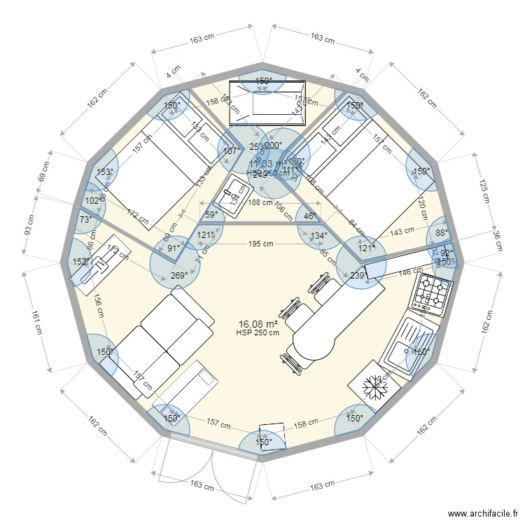 yourte. Plan de 0 pièce et 0 m2