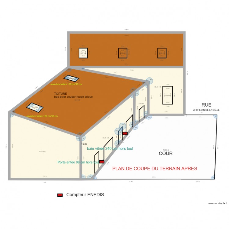 appartements sur cour après plan de coupe. Plan de 0 pièce et 0 m2