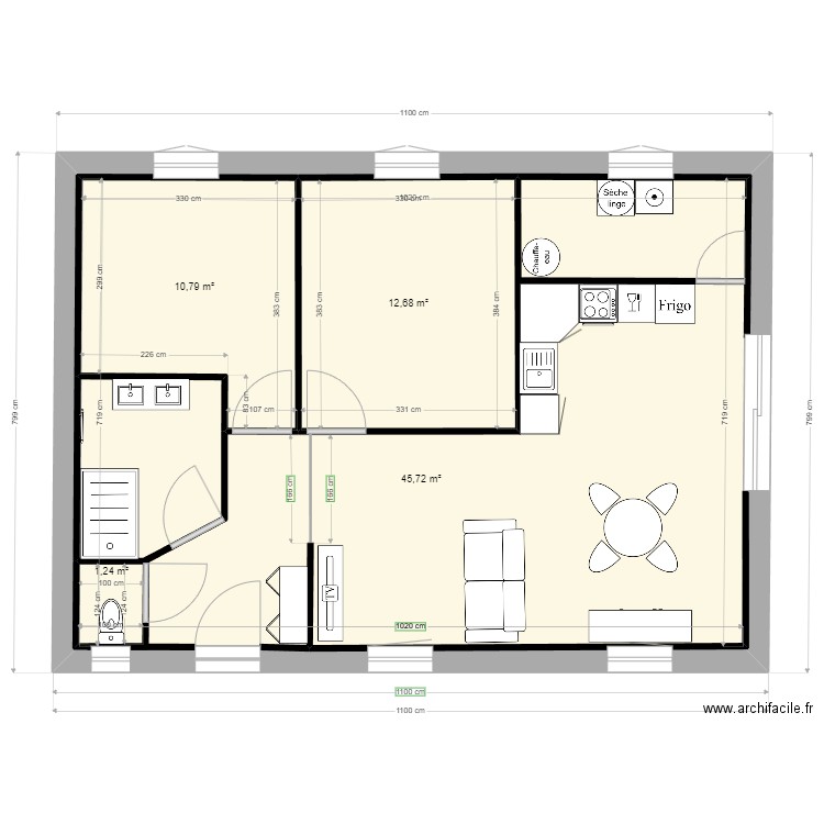plain pied. Plan de 0 pièce et 0 m2