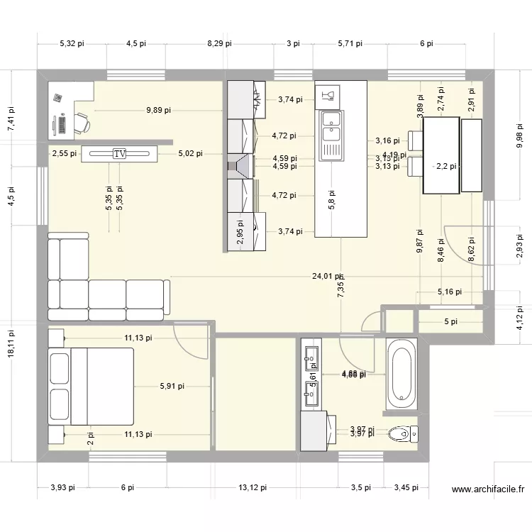 Grenier. Plan de 4 Pièces et 81 m² Grenier. Plan de 4 Pièces et 81 m²