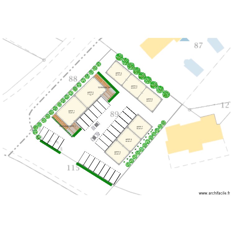 amenagement parcelle HABITAT COLLECTIFv2. Plan de 0 pièce et 0 m2