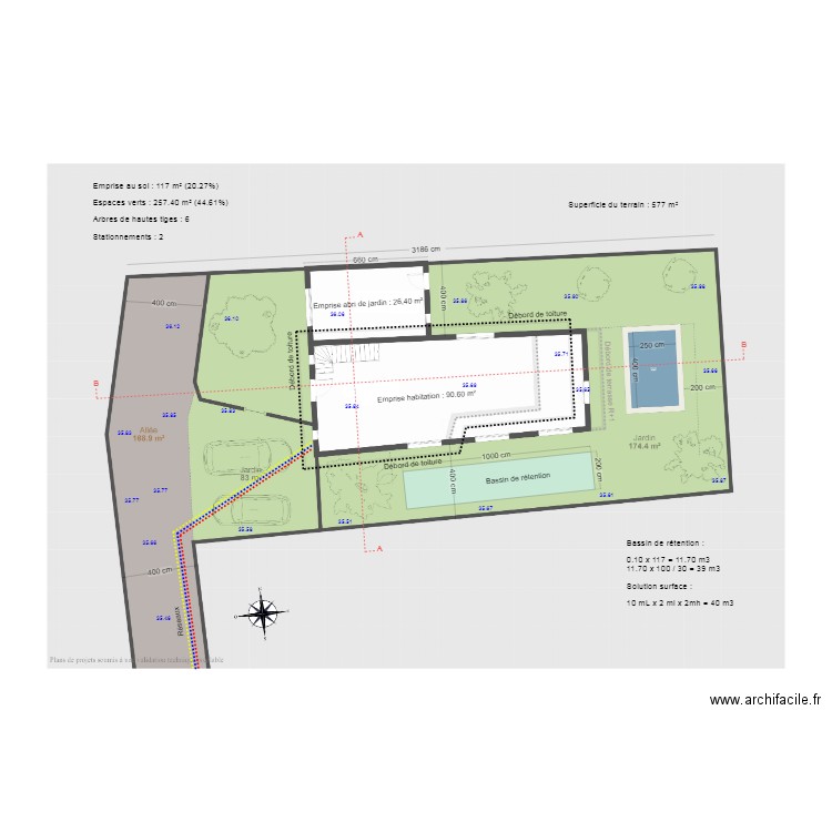 JC Plan de masse 1/100e. Plan de 0 pièce et 0 m2