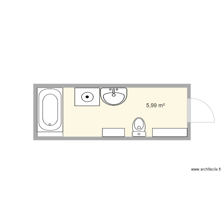 Altan SDB existant. Plan de 1 pièce et 6 m2