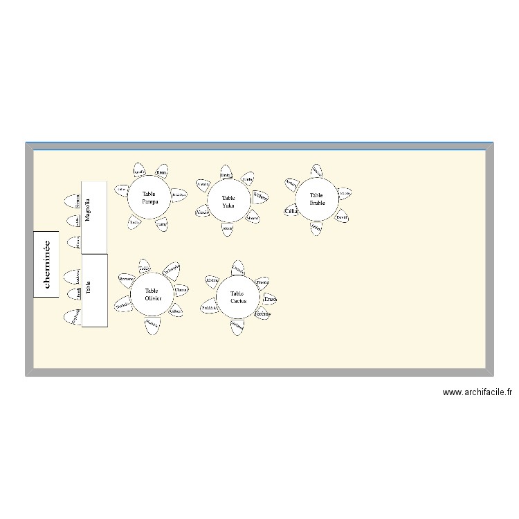 Plan de table mariage. Plan de 1 pièce et 116 m2