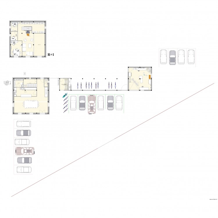 Maison commune 9 trames (9x9 m) 14. Plan de 0 pièce et 0 m2