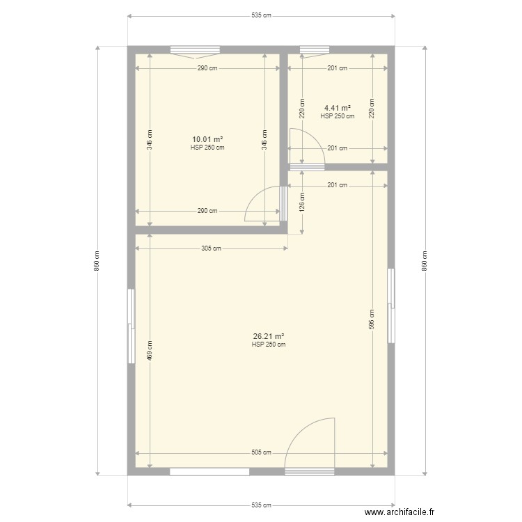 Maison location definitif. Plan de 3 pièces et 41 m2