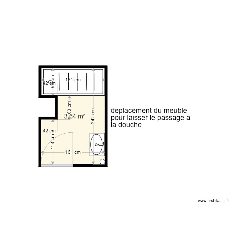 DERAMEAUX DANY. Plan de 1 pièce et 4 m2