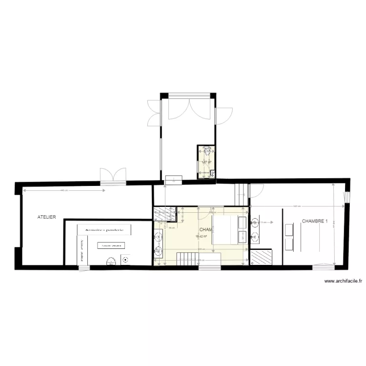 Am&eacute;nagement Grange 2 Montoison 120. Plan de 