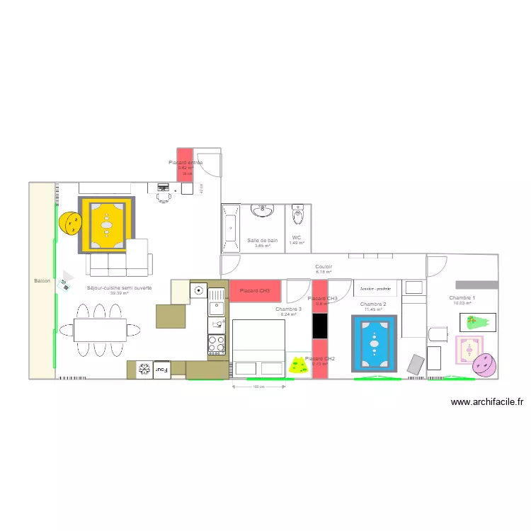 APPART DU BONHEUR. Plan de 