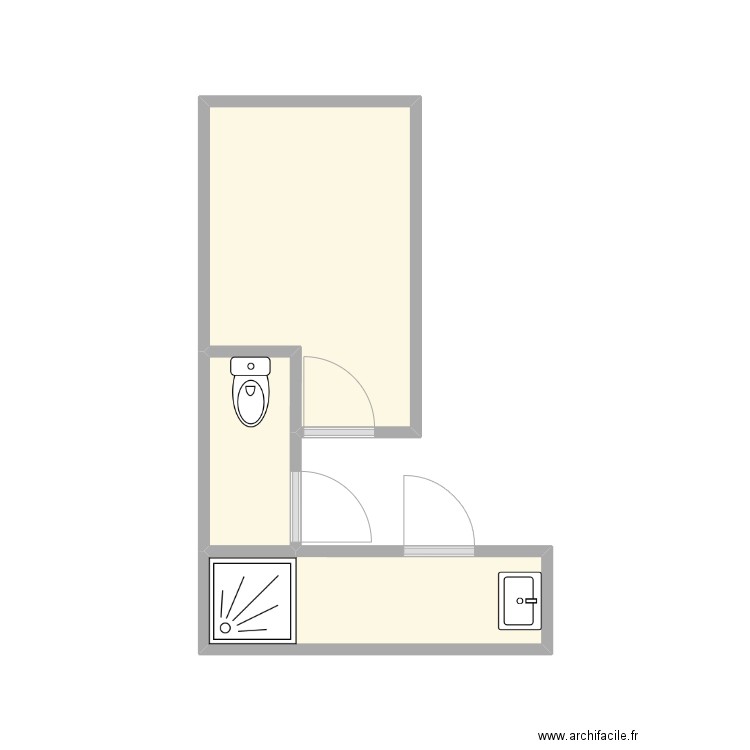 MOHANARAJ SDB existant. Plan de 3 pièces et 10 m2