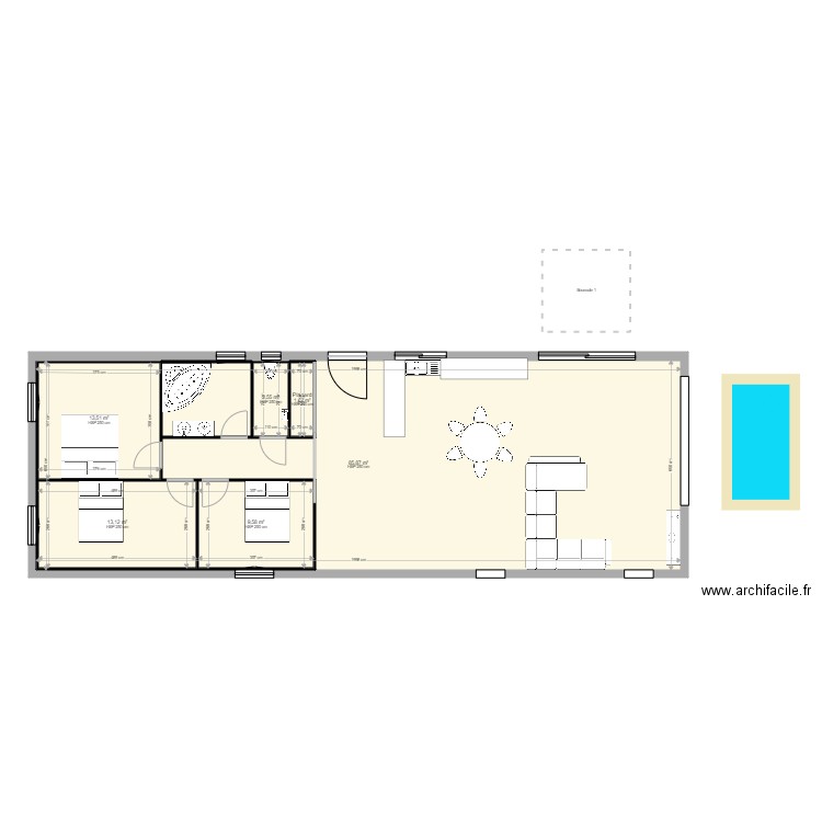 Maison 1. Plan de 6 pièces et 170 m2