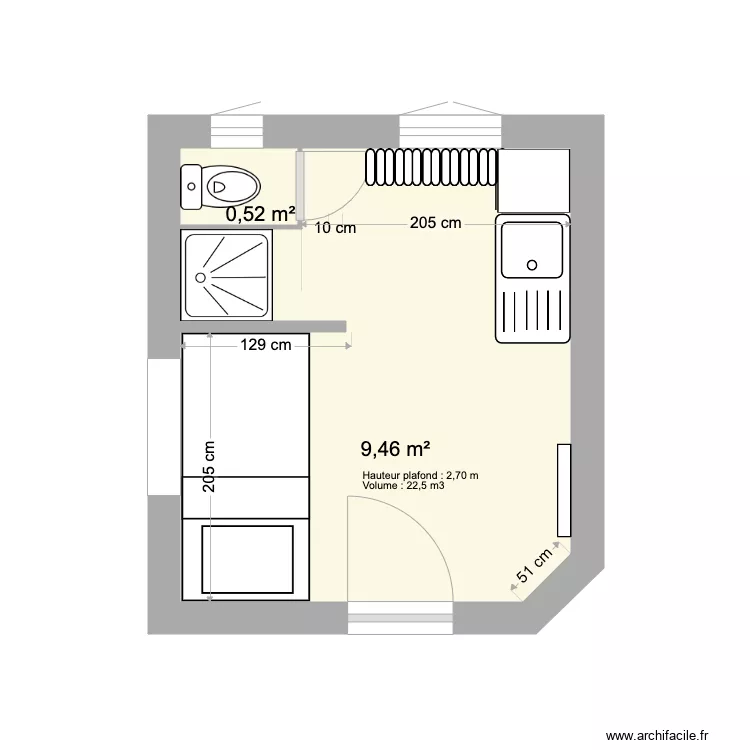 Petit studio commun 7 Foch d&eacute;cence ok. Plan de 