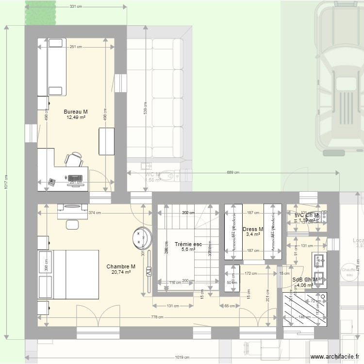 projet étage. Plan de 41 pièces et 1860 m2