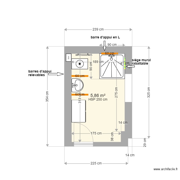 M et Me ROUSSEAU. Plan de 1 pièce et 6 m2