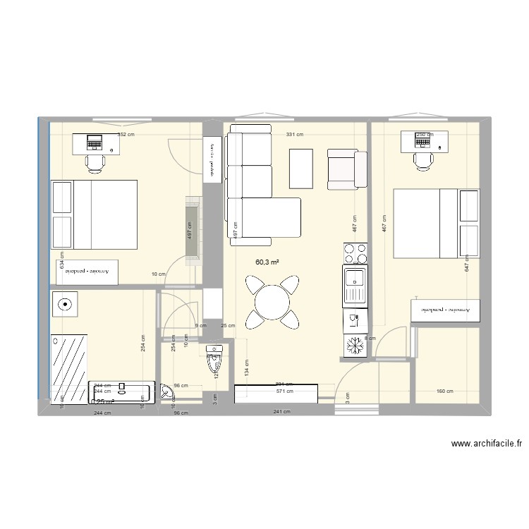 28 FelixViallet - Plan T3 v2. Plan de 0 pièce et 0 m2