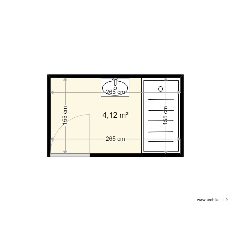 THERAGE ROSELINE . Plan de 1 pièce et 4 m2