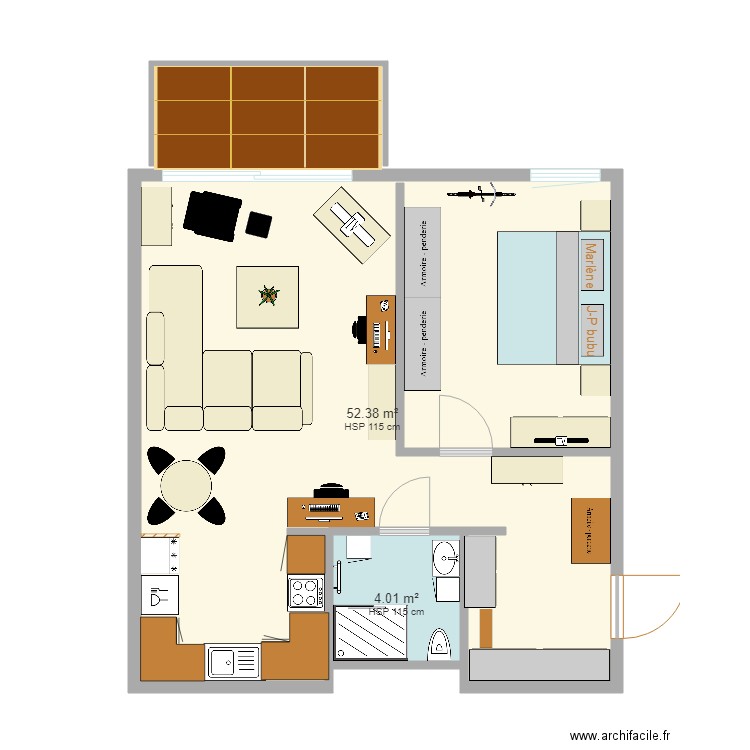  Plan  appartement  retourn  Plan  2  pi ces  56 m2 dessin  