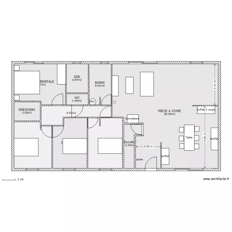 maison_nailloux_meuble. Plan de 