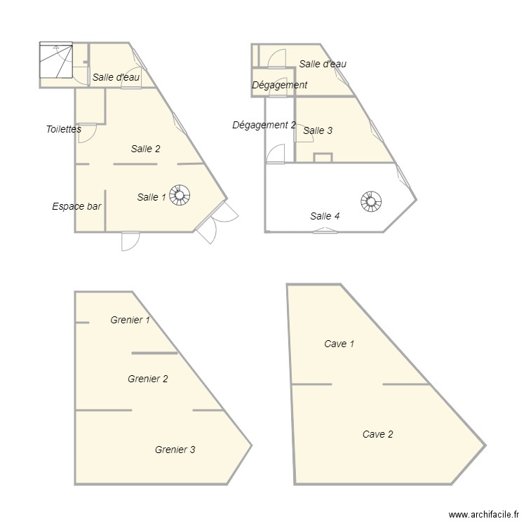 Croquis commerce. Plan de 11 pièces et 49 m2