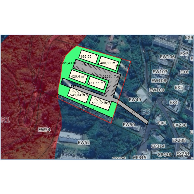 DEPARTEMENT ST FRANCOIS . Plan de 12 pièces et 4551 m2