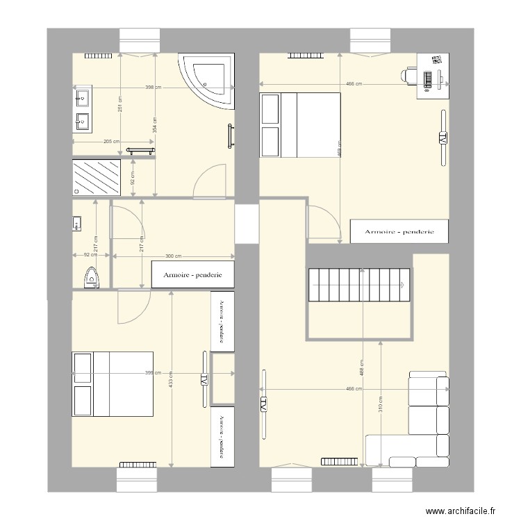 neufmanil 3. Plan de 6 pièces et 85 m2