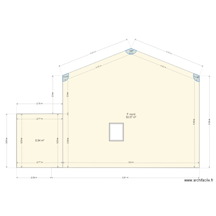 Façade 1NORD. Plan de 0 pièce et 0 m2