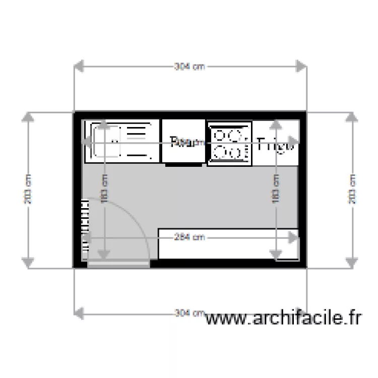 Cuisine Villa Boissi&egrave;re. Plan de 