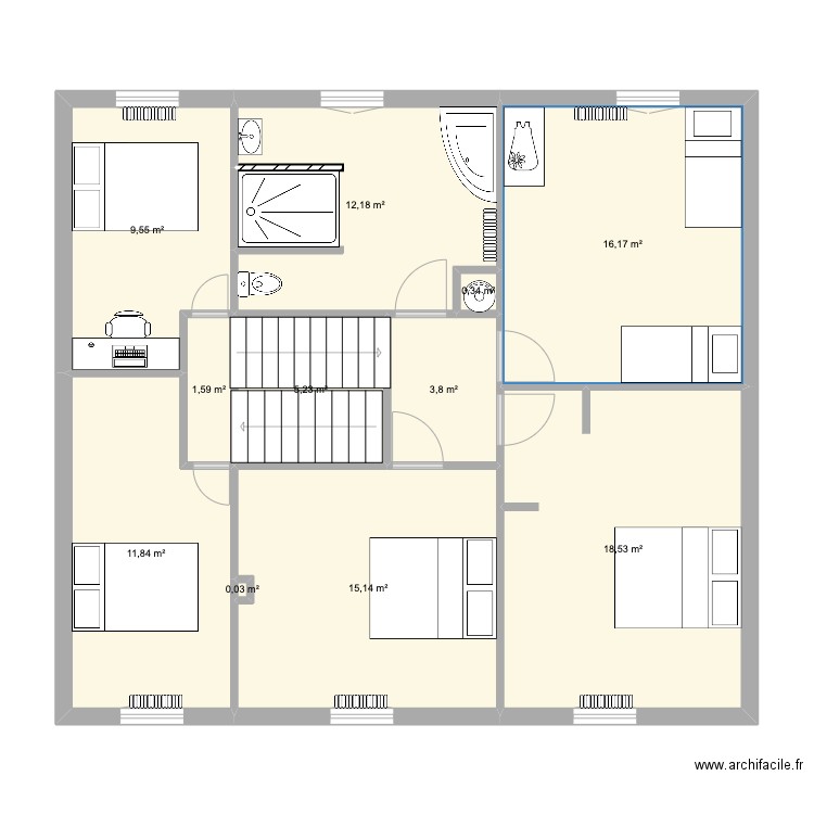 Maison plan 2. Plan de 11 pièces et 94 m2