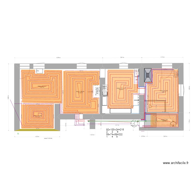 planchers chauffants 2. Plan de 6 pièces et 76 m2