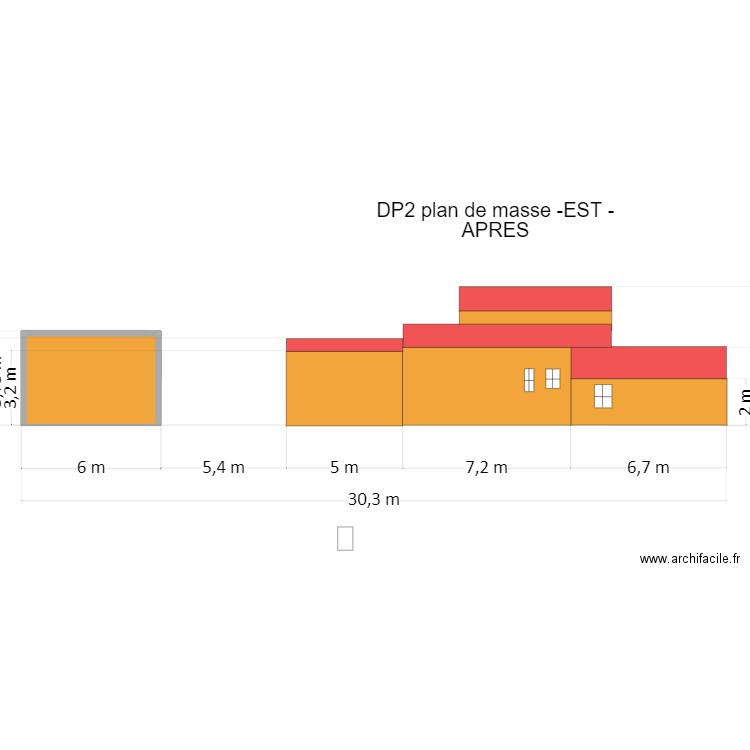 DP2-plan de masse -EST- APRES local. Plan de 1 pièce et 22 m2