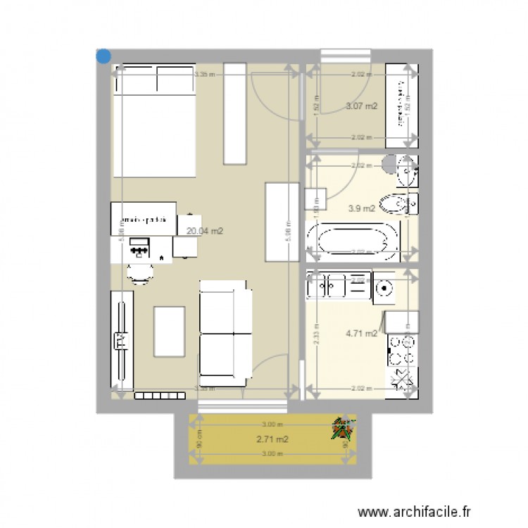 appartement 31m2. Plan de 0 pièce et 0 m2