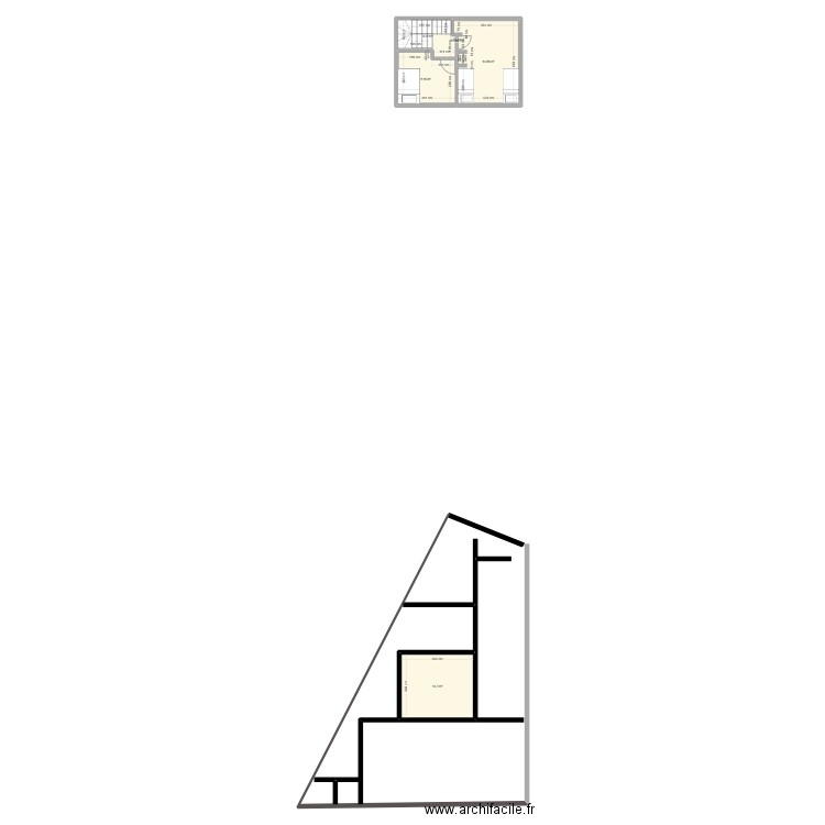 mini cabin. Plan de 4 pièces et 42 m2