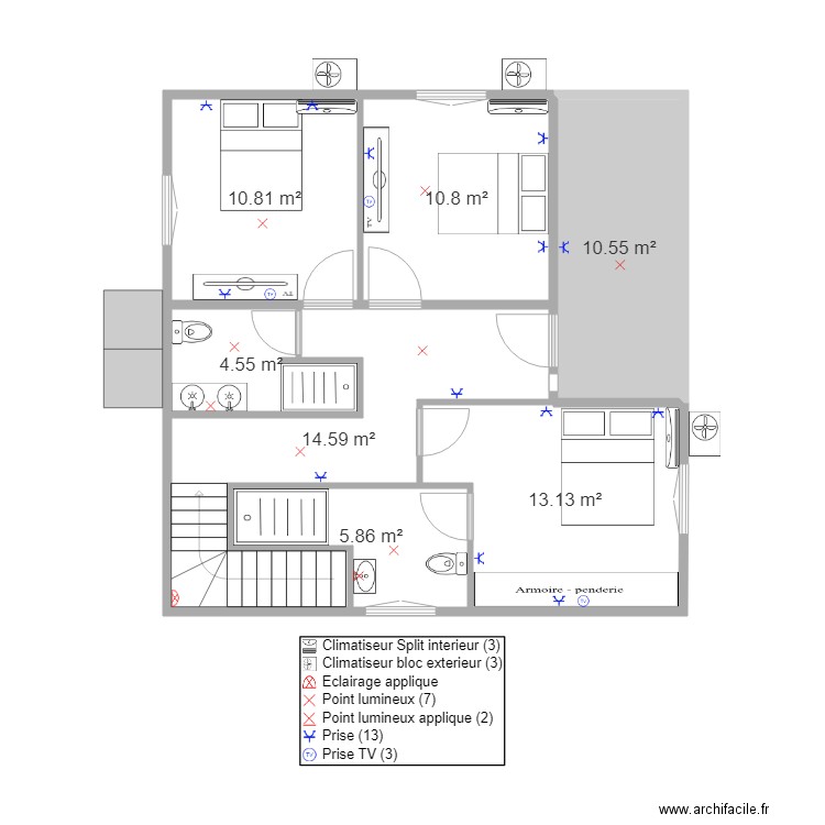 plan elec villa 2 etage. Plan de 0 pièce et 0 m2