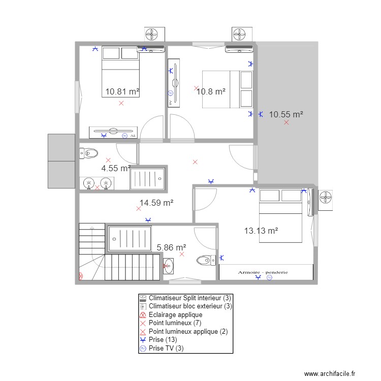 plan elec villa 2 etage. Plan de 0 pièce et 0 m2