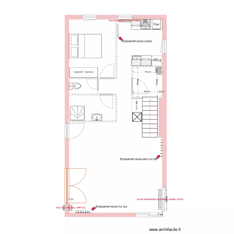 E17 NOUVEL EMPLACEMENT RADIATEUR. Plan de 