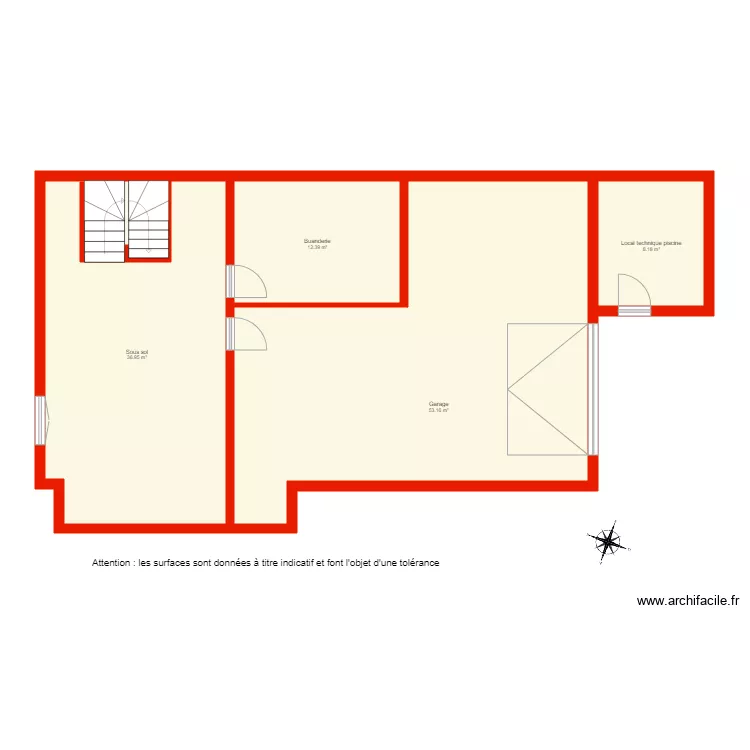 BI 2463 sous sol non c&ocirc;t&eacute;. Plan de 