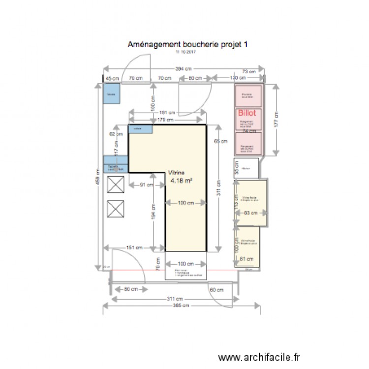 aménagement boucherie 11 10 2017 modifié 1. Plan de 0 pièce et 0 m2