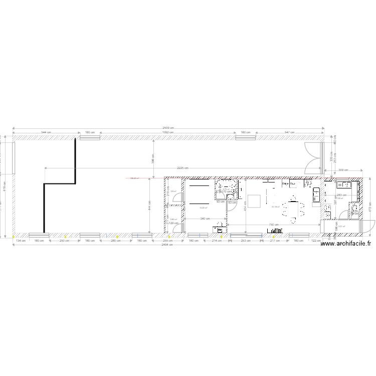 studio camille en long. Plan de 0 pièce et 0 m2