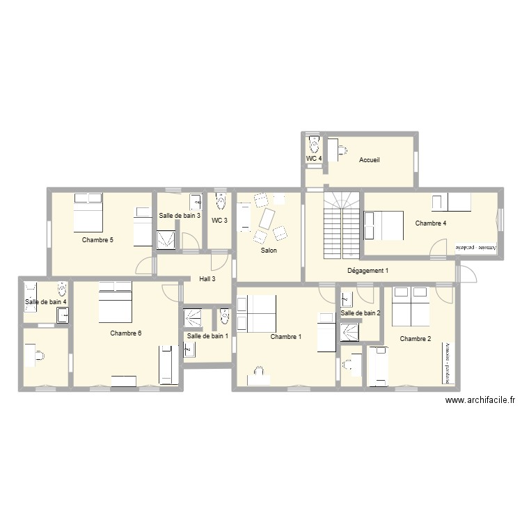 Plan Sainte Catherine 1er. Plan de 17 pièces et 187 m2